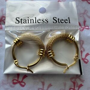Gold Stainless Steel Hoop Earrings